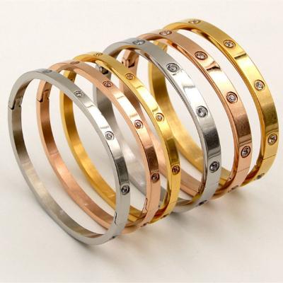 China 2022 New Design Classic Fashion 18k Gold Fine Stainless Steel Casual/Sporty Bangle Plated Pave Zircon Bangle Diamonds Bangle Women and Men for sale