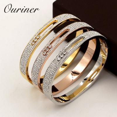 China 2022 New Casual/Sporty Stone Turnable Bracelets For Women Slide Bangles Full Crystal Bangles Lover Bracelet Buckle Bangle for sale