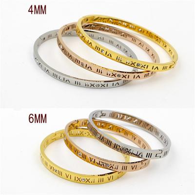 China 2022 Hot Selling New Fashion Titanium Steel Casual/Sporty Bracelets Bangle B301 Crystal Rose Gold White Gold Bangles Roman Numerals Women for sale