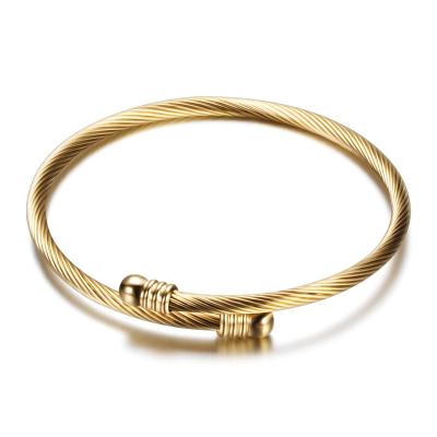 China Fashion 3 Color Casual/Sporty Shiny Bead Bangle Stainless Steel Bracelets For Women Personality Clothing Accessories Simple Jewelry B1127 for sale