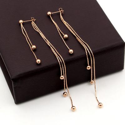 China Wholesale CLASSIC Rose Gold Tassel Earrings Long chain fashion festival steel ball pearl earrings women jewelry free to send E202 for sale