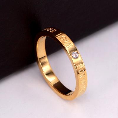 China Love Rose Gold Material Stainless Steel Wedding Zircon Engagement 2022 New 3MM Concise Casual/Sport Ring Never Fade Jewelry R311 Forever for sale