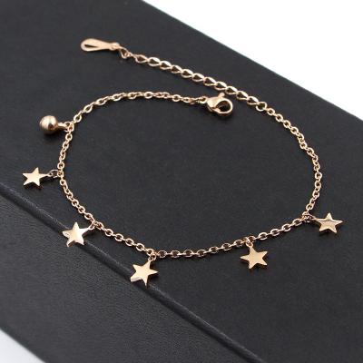 China High Quality A406 Titanium Steel Anklet Rose Gold Color Woman Like Stars Ankle Chains Casual/Sporty Hot Cute Chains Anklets for sale