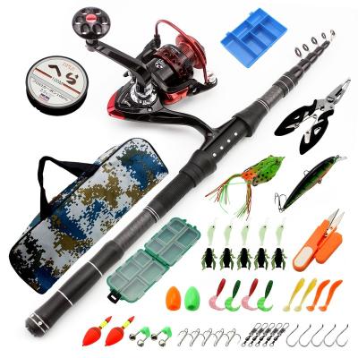 China Hard Soft Lure Fishing Line Fishing Rod +Spinning Reel Carbon 2.7m Telescopic Reel Combos Fishing Bag Sets Kit articulos de pesca for sale