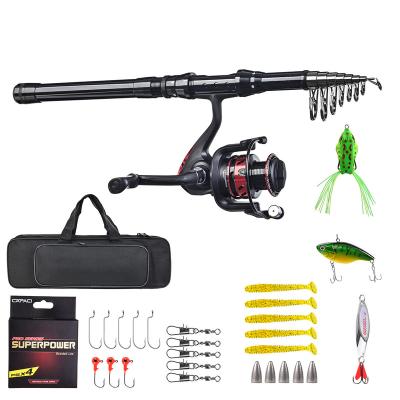 China Hard Soft Line Lure Bag Fishing Rod +Spinning Reel Carbon 1.8-2.7m Telescopic Reel Combos Fishing Sets Kit For Travel Fishing for sale