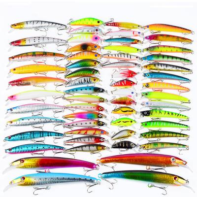 China 57PCS Realistic Trout Bass Perch Fishing Minnow Fishing Lures Crank Baits Set Fishing Hard Baits Swim Baits Boat Topwater Lure for sale