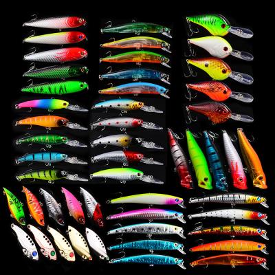 China 50pcs Realistic Artificial Minnow Crank Pencil Snapper VIB Primer Fishing Lure Set With PP Box for sale