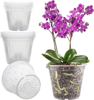 China American Style Orchid Pots With Holes And Saucers Clear Plastic Orchid Pots for sale