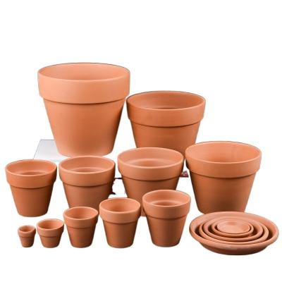 China CLASSIC 6 Inch Clay Pot For Plant With Saucer Tall Terra Cotta Plant Pot With Drainage Hole, Flower Pot With Tray for sale