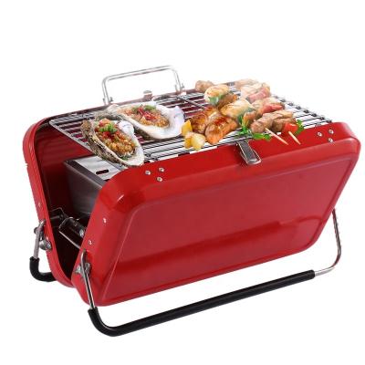 China Small Adjustable Size Charcoal BBQ Grills Suitcase Factory Sale Factory Sale Outdoor Backyard Caravan Camping Towel Design Meat Grill for sale