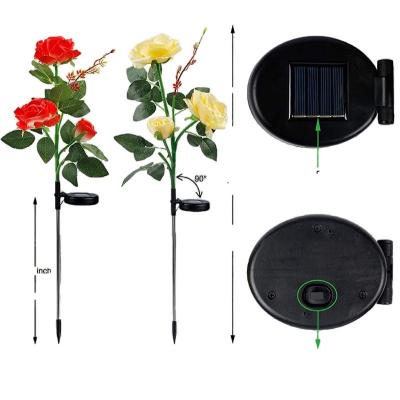 China Silk Fabric + Stainless Steel Tube FLD-L06 Garden Light Led Decoration Solar Rose Lamp Outdoor Light Solar Colorful Flower Landscape Led Flower Lights for sale