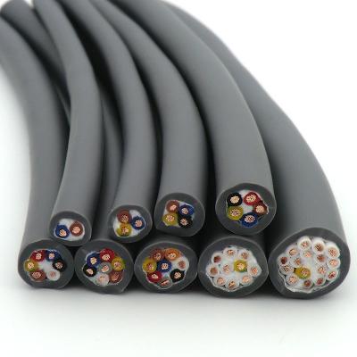 China PVC 2/3/4/5/6/7/8/10/12/16 core 0.3/ 0.5,/0.75/1/1.5mm High Flexible 22/20/18/1716 AWG Gray Drag Chain Cable TRVV Towline Wire for sale