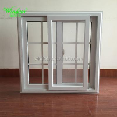 China Swing Double Sliding Window Grill Design Premium Upvc Tempered Glass PVC Window for sale