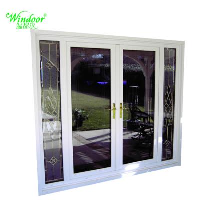 China Sliding Commercial Office U-PVC Door With Tempered Glass Double Panes U-PVC Door for sale