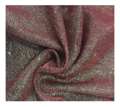 China Breathable 2023 Glitter metallic fabric material supplier lame knitted pink glitter fabric for clothes textile with glitter clothing fabric for sale