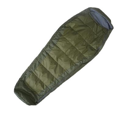 China Urltra-Light Solid Color Easy Storage Army Green Mummy Wear-Resistance Sleeping Bag For Camping for sale