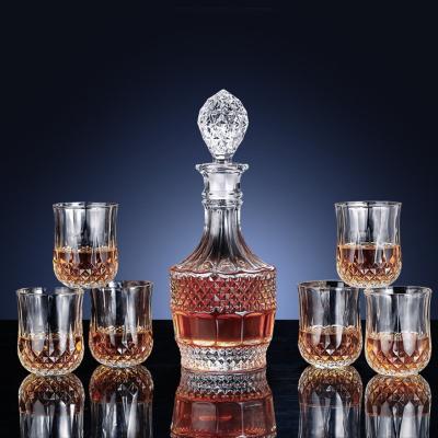 China Beverage Custom Luxury Whiskey Decanter Set With Gift Box Whiskey Stones Whisky Glass Gift Set For Father Day for sale