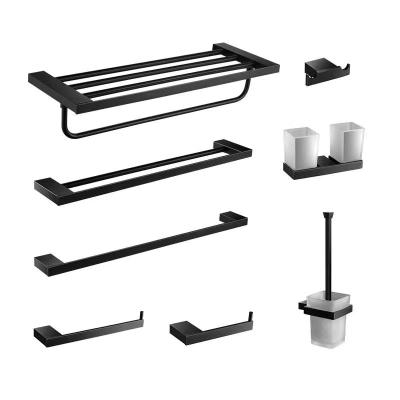 China Sustainable 304 Stainless Steel Complete Bath Hardware Sets Black Bathroom Accessories Set for sale