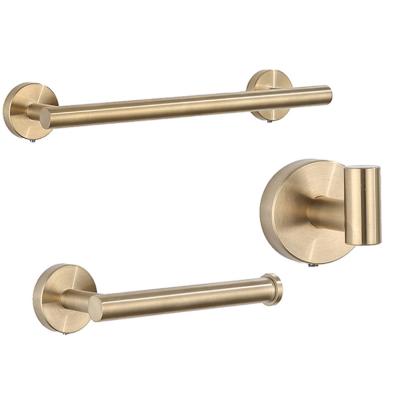 China 304 Stainless Steel Towel Rack Gold Sustainable Wall Mounted Toilet Paper Holder Bathroom Set Accessories for sale