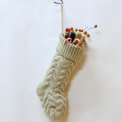 China Festival Stuff Knitted Wool Gift Bag Leaf Flower Candy Small Christmas Hanging Stockings for sale