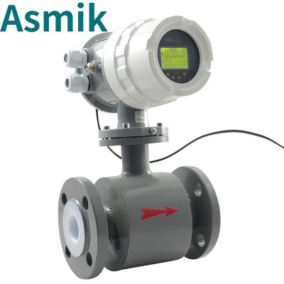 China Sewage Treatment Intelligent Electromagnetic Mass Low Price Water PFA Asmik Magnetic Flow Meter for sale