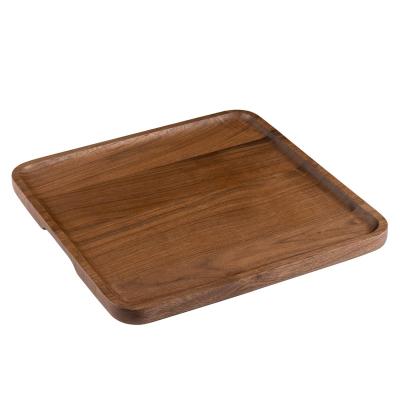 China Viable Factory Custom Square Black Walnut Coffee Tray For Breakfast Fruit Bread Decoration Tray for sale