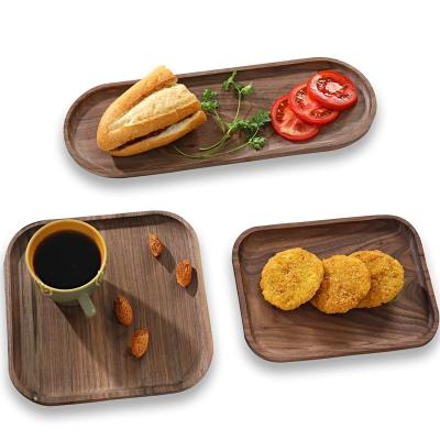 China Wholesale Custom Large BAMBOO Natural Walnut Tray Set for Dining Room and Kitchen Decoration for sale