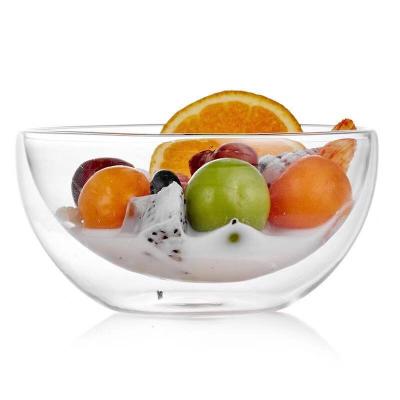 China Best Viable Selling Clear Double Wall Glass Salad Bowl for sale