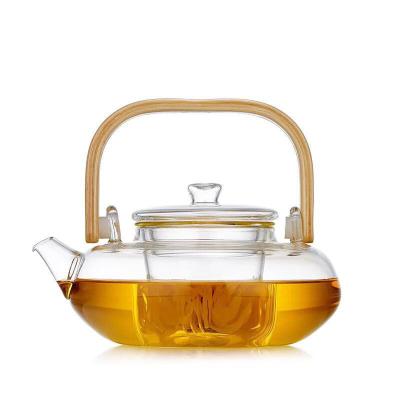 China Sustainable Glass Teapot With Removable Infuser, Stovetop Safe Tea Kettle for sale