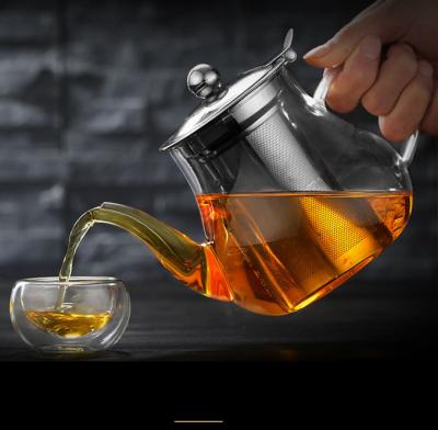 China Sustainable Chinese funky clear glass teapot set with infuser for sale for sale