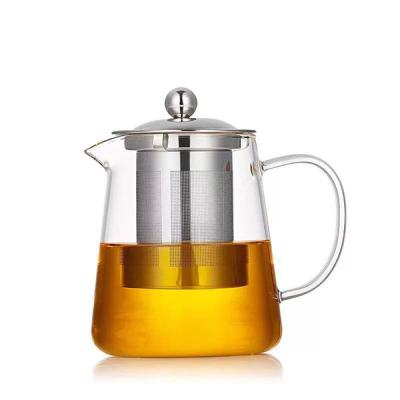 China Sustainable Glass Teapot with Stainless Steel Infuser and Lid, Safe Borosilicate Glass Stovetop Teapot, Blooming and Loose Leaf Teapots for sale