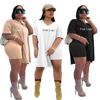 China 2022 Breathable New Fashionable Custom Logo 5xl Plus Size Summer Clothes Oversized Cotton Fabric Streetwear Women Shirt Shorts Set for sale