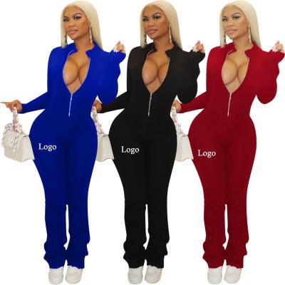 China 2022 new arrivals 2XL XXL plus size women's solid color QUICK DRY zipper stacked overalls for sale