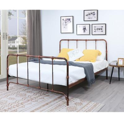 China Wholesale Antique Luxury Custom Brush Queen Size Retro Furniture Hand Piece Bed Metal Bed Frame for sale