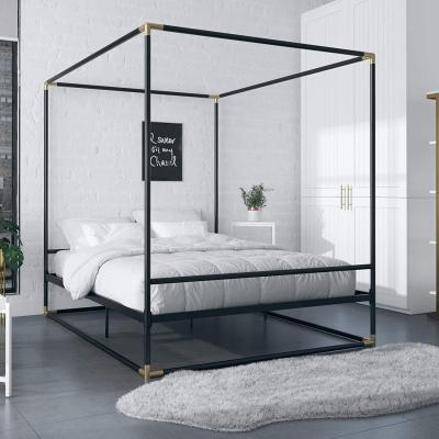 China Luxury Modern Acrylic Single Girls Bedroom Furniture Black King Size Modern Design Style Metal Canopy Adult Bed for sale