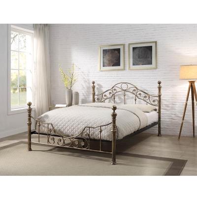 China Modern European Style Luxury Antique Bronze King Queen Size Plywood Bed Base Strudy Metal Bed Frame for sale