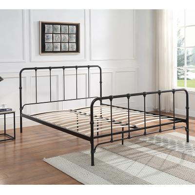 China Wholesale Modern Double Room Furniture Modern Metal Bed Black Steel Frame for sale