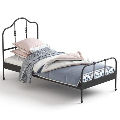 China Single Iron Single Bend Furniture Bed Simple Design Metal Kids Metal Material Double Bed for sale