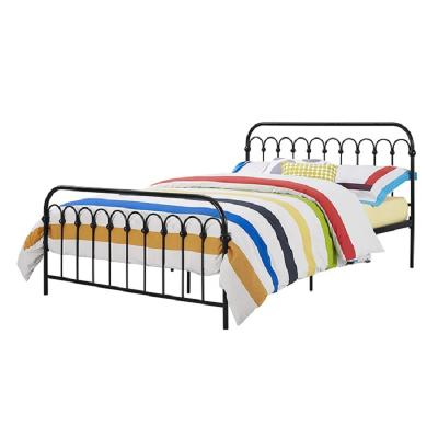 China Simple Farmhouse Bed Black Iron Hardware Metal Bed Designs Metal Double Bed Design for sale