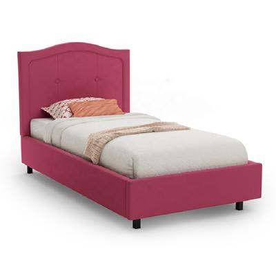 China Modern Design Color Style Kids Girls Hot Pink Luxury Fabric Upholstered Single Bed for sale