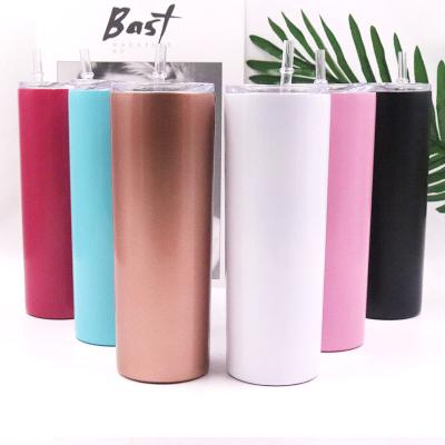 China Wholesale PORTABLE Coffee 16oz and 20oz Stainless Steel Vacuum Sublimation Double Walled Insulated Lean Tumbler with Straw for sale