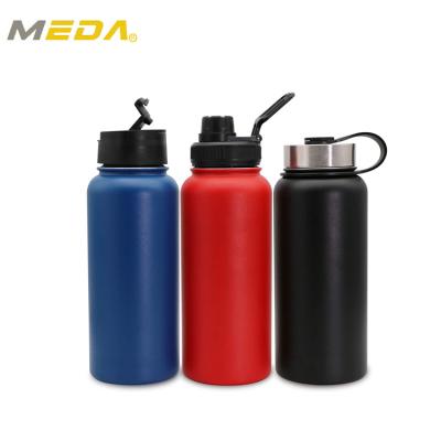 China Minimalist 30oz Stainless Steel Water Bottle Double Wall Insulated Sports Flask With Straw Lid And Spout Lid for sale