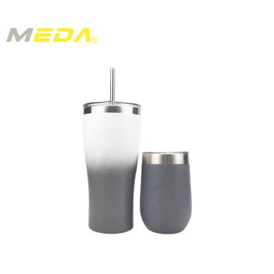 China PORTABLE 2PK 30oz double wall stainless steel tumbler+14oz double wall stainless steel vacuum wine coffee tumbler cups for sale