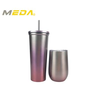 China Sustainable 2PK 24oz double wall stainless steel tumbler+14oz double wall stainless steel vacuum wine coffee tumbler cups for sale