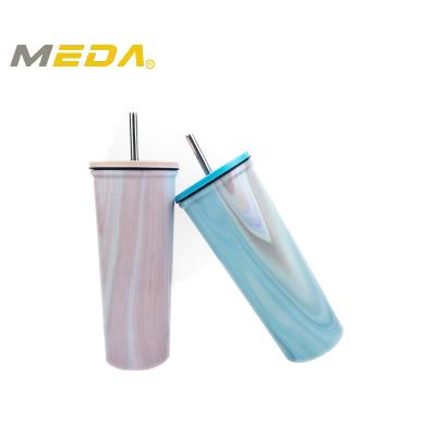 China Hot Sale 24oz PORTABLE Stainless Steel Double Wall Tumbler With Straw Tumbler for sale