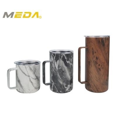 China PORTABLE 10oz, 17oz, 25oz Stainless Steel Wine Tumbler Printed Mug Beer Mug With Handle for sale