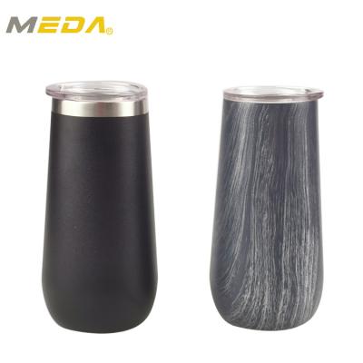 China Factory Wholesale High Quality Viable Powder Coating Double Wall Stainless Steel Vacuum Champagne Flute Tumbler 12oz for sale