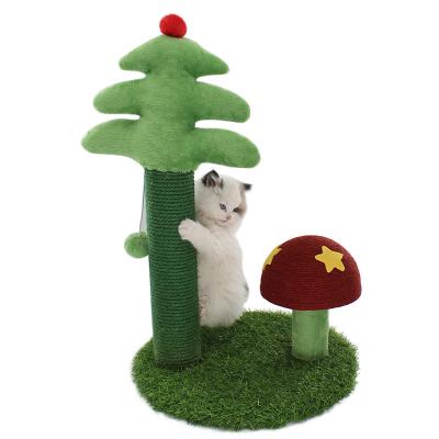 China Sustainable Luxury Green Sisal Cute Christmas Cat Tree Tower Scratching Post for Large Cats for sale