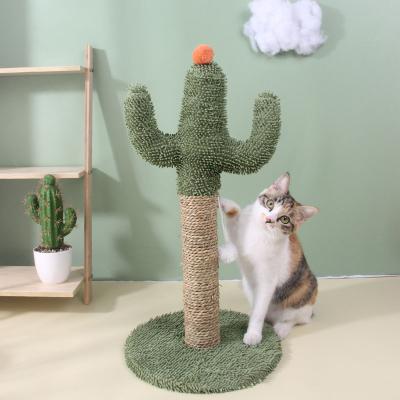 China Viable Luxury Cactus Cat Scratching Post Tree Tower of Sisal Green 30*30*60CM for sale