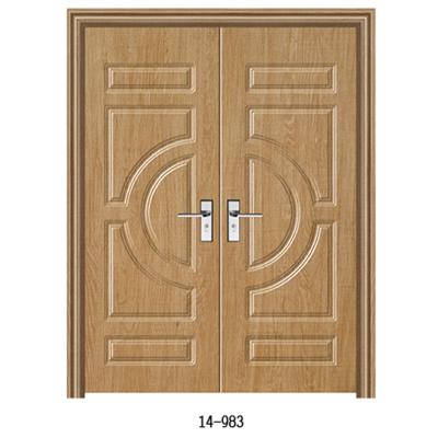 China Modern Cheap Price Customized Morden Pivot Entry Exterior Doors Luxury PVC Wood Door With Frame for sale